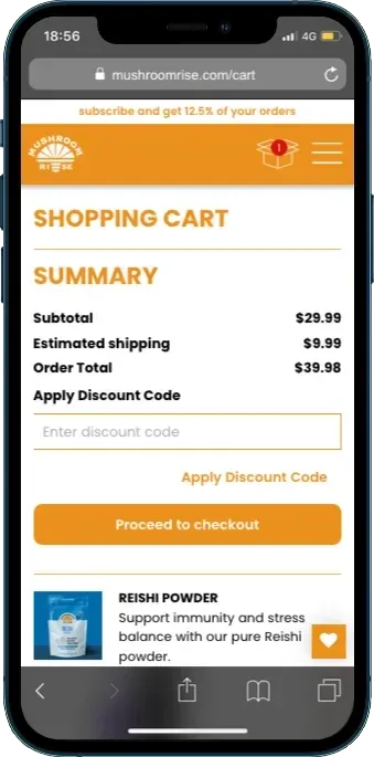 The Mushroom Rise basket on a phone.